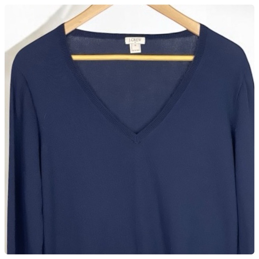 J Crew Navy XL Cotton V-neck sweater-tee - Picture 3 of 9